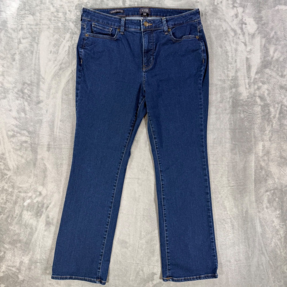 NYDJ Barbara Bootcut Jeans Women's 12P Blue Dark Wash Stretch Denim Pants